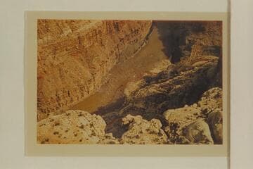 Dark Canyon Rapid.  Preliminary gauge:  30,000 cfs.  Tri Color Print.  Note the red flood out of Dark Canyon