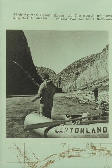 Fishing the Green River at the mouth of Jones Hole Creek [on photo reverse:  Ron Smith]
