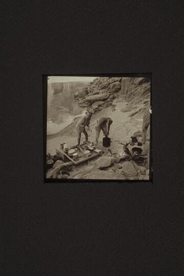 Dishes, dishes, dishes.  Eisaman and Masland bathe the dishes at Diamond Creek