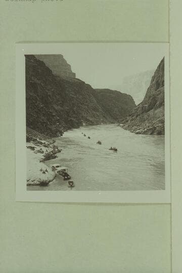 Five of the seven boats of the Marston-Disney fleet.  The two Jordan boats and the Belknap boat on the beach; Separation Canyon
