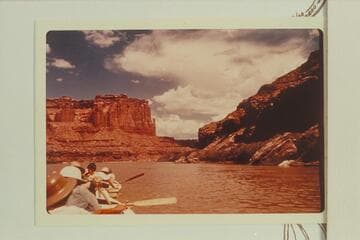Downriver in Labyrinth Canyon from Mile 59.  Close to location of the Goldwater photo.  Final determination of location is lacking.  Compare Elwyn Blake photo 66-5-28 LHCN 59-8 [V120/0130]