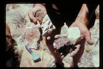 Rock samples from Stanton's Marble Pier.  Mile 24 1/2, left bank, in Marble Canyon