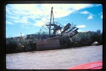 Wreck of water wheel approximately Mile 96