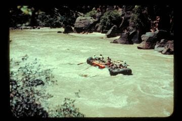 Pontoon, lower end Triplet, Frank Hatch and Dave Allan boatmen; Appalachian Mountain Club