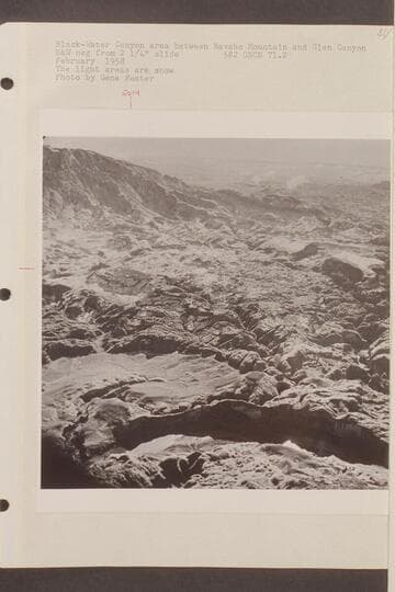 Black-Water Canyon area between Navajo Mountain and Glen Canyon.  The light areas are snow