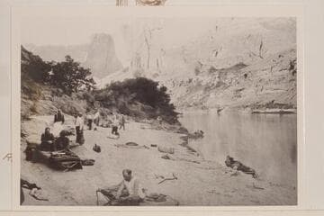 Camp of the U. S. Geological Survey party opposite mouth of Escalante River