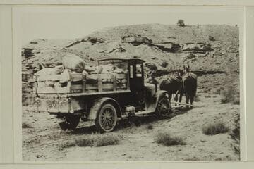 Hauled out - above Capitol Gorge - Loa-Noteum / Stabler album of photos of Glen Canyon trip of 1922.  Enroute from Richfield to Halls Crossing