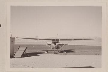 Tower Butte; Cummings Mesa; Navajo Mountain in background at airport at Page