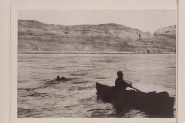 Sarah Fraser swimming across the river at El Vado