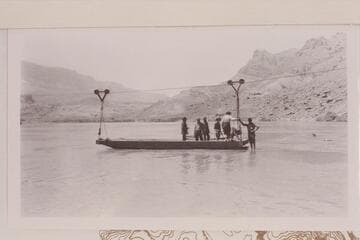 Some of the Spencer party crossing the Colorado River at Lees Ferry