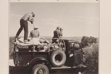 Photo Pheends shooting the hell out of Piute Canyon en route from Navajo Mountain Trading Post to Kayenta.  Jorgen Visbak; Bill Belknap; F. E. Masland