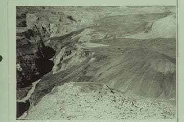 Vulcan's Throne at foot of Tuweep Lava Flows into Canyon; Lava Falls