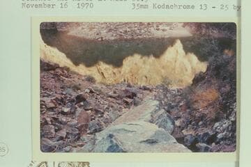 Down spurtrail to beach across river.  This trail reaches the river at Mile 80.9