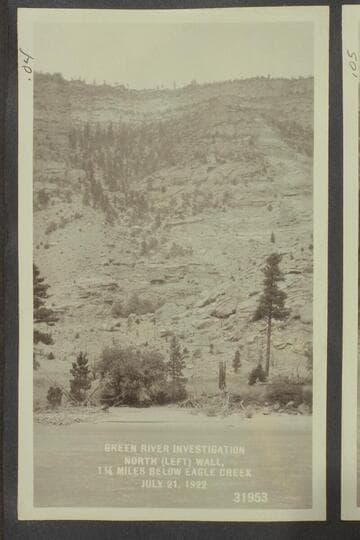 Green River Investigation:  North (left) Wall, 1 1/4 miles below Eagle Creek