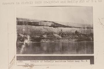 Cornice of DeChelly sandstone at Mile 21.6, left bank
