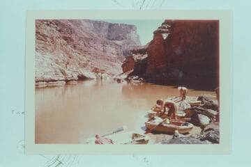 Landing the Sportyaks at the head of 27 Mile Rapid at Mile 26.7