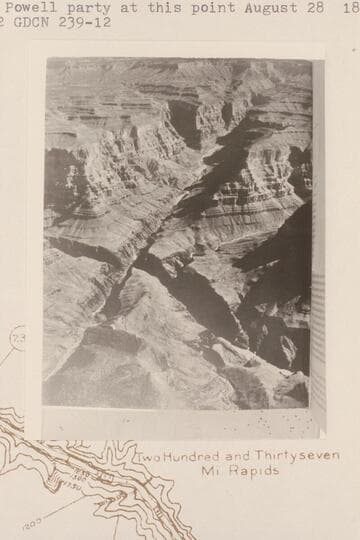 Colorado River running from right to left and the cross canyons at Separation Canyon