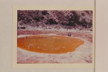 Top of Sipapu in the Little Colorado.  Pool 9ft. x 11ft.  Stick cemented in, and gas bubbles on surface