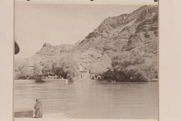 Watching departure of 1947 Nevills party from Lees Ferry.  Marston photo from the "Joan" in midstream.  Lees Ferry gauge:  35,800 cfs
