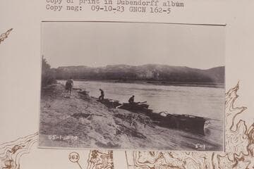Boats and crew of the Galloway-Stone party at Hite, right bank, 1 1/2 hours after Sharp left the party