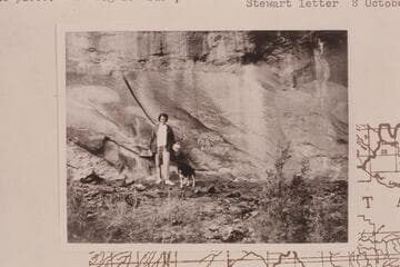Alva Stewart and "Bub" at the inscriptions in Main Canyon, a tributary of Willow Creek