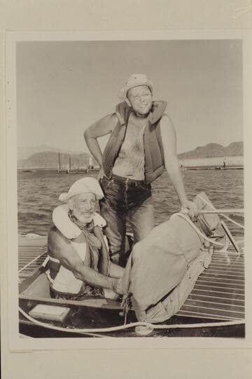 Dock Marston and Bill Belknap at the end of the 1950 run through the Grand Canyon.  At Boulder City