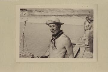 Otis Marston at Pierces Ferry at end of 1949 motor traverse of the Grand Canyon