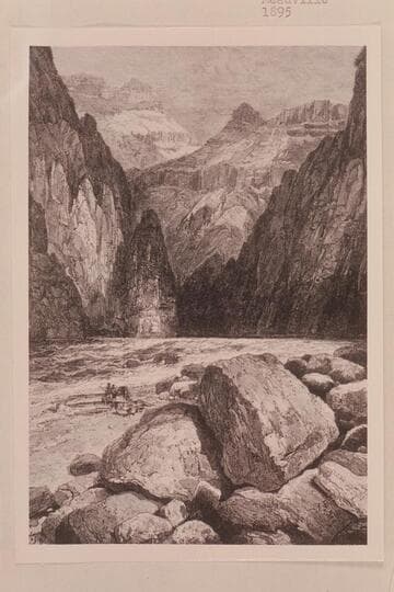 Granite Falls [illustration in "Canyons of the Colorado," J. W. Powell, Meadville, 1895]