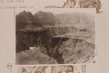 Downriver from inner rim at Mile 225.3 right bank.  The mouth of Diamond  Creek is lower left