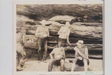Crew of the Dusty Dozen at lunch below Fossil Canyon