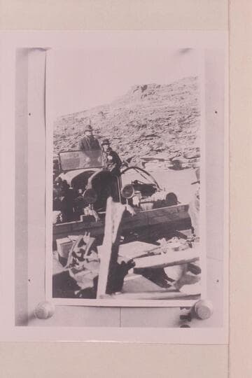 Motor of boat before cabin was added to close it in from weather.  The large scow operated on the Colorado River by the Moab Garage Company
