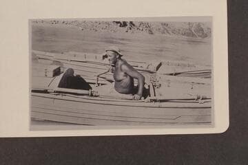 Lewis R. Freeman at Diamond Creek.  "All he needs is some poi and a bottle of gin.  At this point he had lost about 80 lbs."