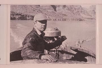 Bering Monroe running his 13-ft. outboard which was powered with a 1940 16HP Evinrude