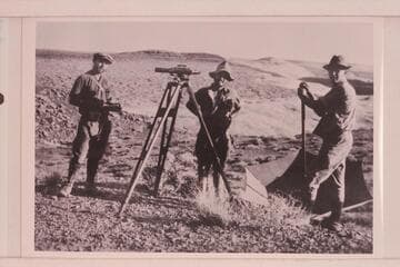 US Coast and Geodetic precision level party in Glen Canyon.  Left:  Flint.  Center:  Hough