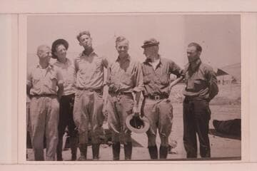 Part of USGS crew at Green River before start of survey of Cataract Canyon under direction of W. R. Chenoweth:  Hite/Hyte; Lord (SCE Recorder); Morgan; Phelps? Woodward; Clogston