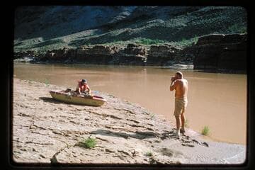 Bill Belknap photos Mack Miller loading his Sportyak; Three Springs Canyon