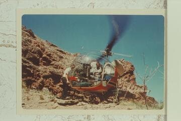 Helicopter about to lift from top of Royal Arch with the injured Butchart