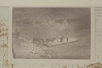 The original ferry boat in 1910.  This is the boat which dipped under March 11, 1911, spilling occupants into the river