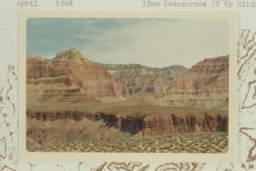 Camp of parachutists west of Tuna Creek from the Tonto Platform at left bank.  Point Sublime is upper left