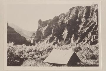 Camp of the French Trio in Cataract Canyon.  Probably down near mouth of Gypsum Canyon