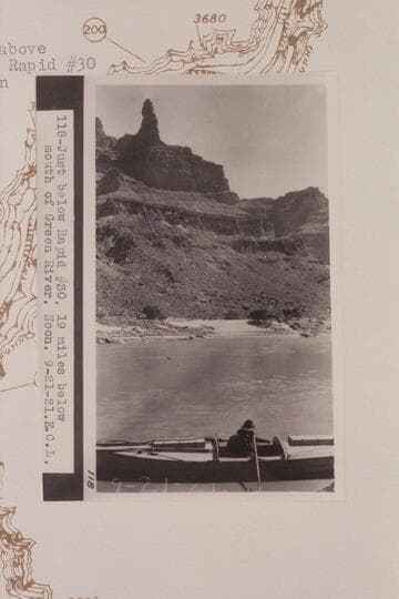 From right to left bank above Gypsum Canyon at foot of Rapid #30
