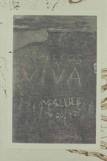 Inscription at lower end of Beaver Bottom in cave of White Rim Formation