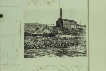 Power House for the Bennett Amalgamator, Mile 99-100 left bank.  In operation in 1896