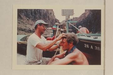 Frank LaRue at the make-up job with Garth Marston.  Tapeats Creek