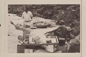 John Schulz tells of the geology.  Camp at lower end of Stanton's Switching Yard