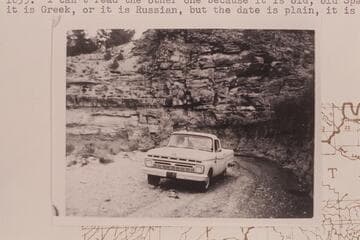 George Stewart's truck on the "hidden road" into Main Canyon, a tributary of Willow Creek