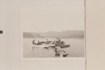 The Nevills sadirons moored at the Pierce Ferry dock after they were towed there by Bill Green