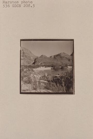 Easterly along left bank at Granite Park.  The side canyon follows the fault as it leaves the river