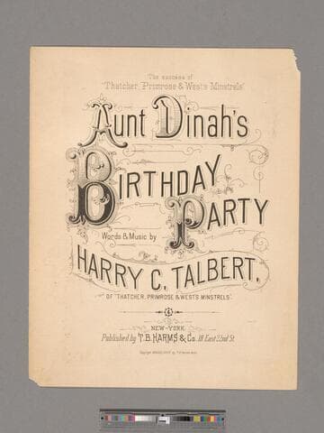 Aunt Dinah's birthday party / words and music by Harry C. Talbert