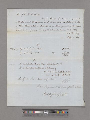Addison Jarrett letter to John F. Hubbard